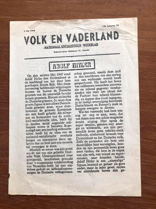 NSB 4 Mei 1945 Volk en Vaderland. Het hele, Boeken, Oorlog en Militair, Verzenden