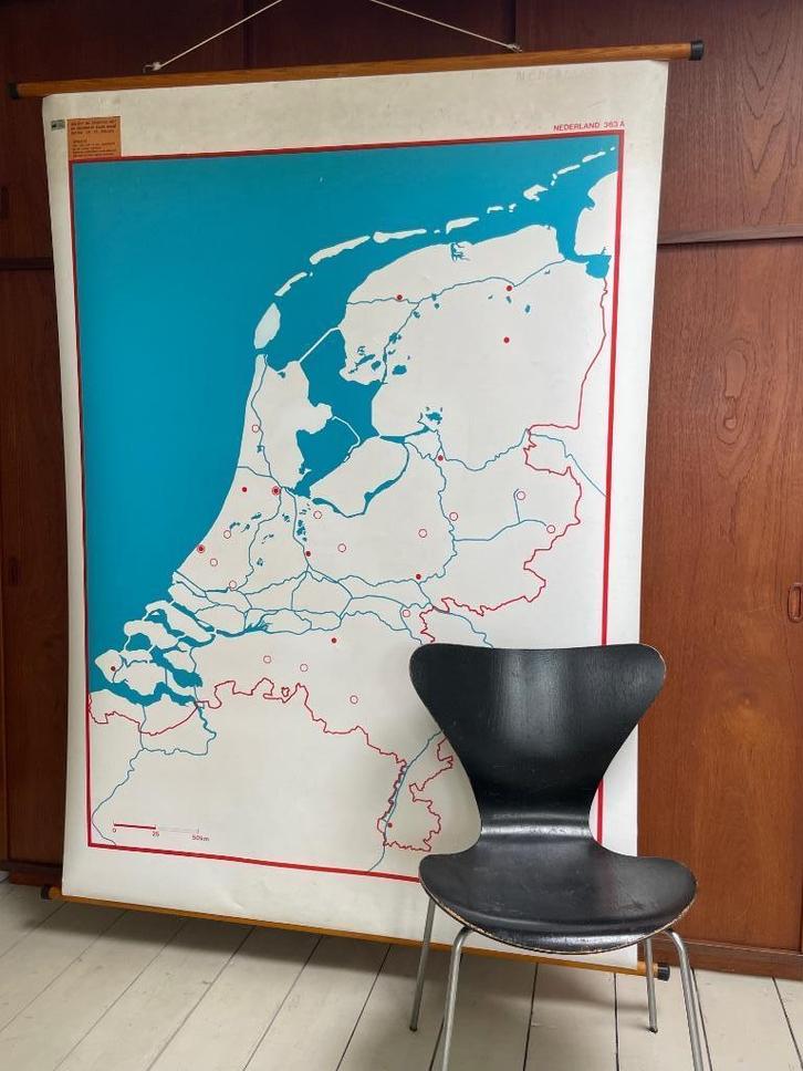 Nederland wandkaart XXL schoolplaat schoolkaart aardrijkskun, Antiek en Kunst, Antiek | Schoolplaten, Aardrijkskunde, Ophalen of Verzenden
