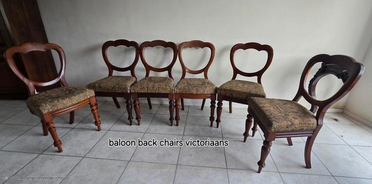 Antieke Victoriaanse Stoelen - Set van 6, Antiek en Kunst, Antiek | Meubels | Stoelen en Banken, Ophalen