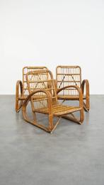 3x Luxe Franse rotan vintage design fauteuil uit de jaren 50, Huis en Inrichting, Fauteuils, Ophalen, Gebruikt, ., .
