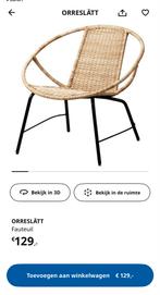 IKEA Orrealatt Fauteuil - Vlechtwerk Beschadigd, Huis en Inrichting, Fauteuils, Ophalen, Gebruikt, Minder dan 75 cm, Riet of Rotan