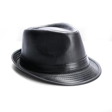 Zwarte kunstleren trilby hoed / heren dames britse stijl beschikbaar voor biedingen