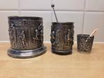2 verzilverde lepelvaasjes + verzilverd vaasje tandenstokers, Ophalen of Verzenden