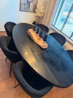 6 zwarte velvet eetkamerstoelen, Ophalen, Gebruikt, Zwart, Stof