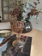 Daan Kromhout Waxinelichthouder Bloem Glas Bruin Beige, Huis en Inrichting, Woonaccessoires | Kandelaars en Kaarsen, Ophalen of Verzenden