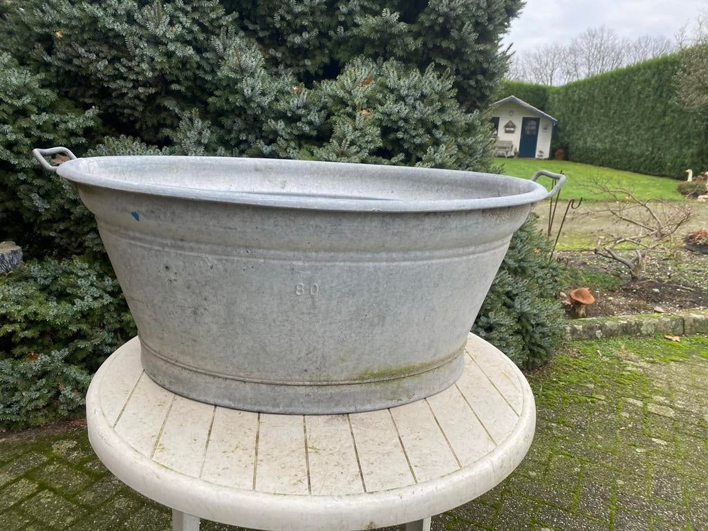 Prachtige grote zinken teil, Tuin en Terras, Tuinwanddecoratie, Ophalen, Zo goed als nieuw