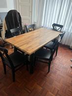Eettafel met 6 stoelen - Gebruikt, Ophalen, Gebruikt, Eikenhout, 50 tot 100 cm