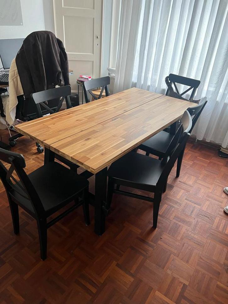 Eettafel met 6 stoelen - Gebruikt, Huis en Inrichting, Tafels | Eettafels, Gebruikt, 50 tot 100 cm, 150 tot 200 cm, Vijf personen of meer
