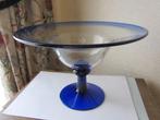 Mondgeblazen tazza - schaal op voet - kobaltblauw, Antiek en Kunst, Antiek | Glas en Kristal, Verzenden