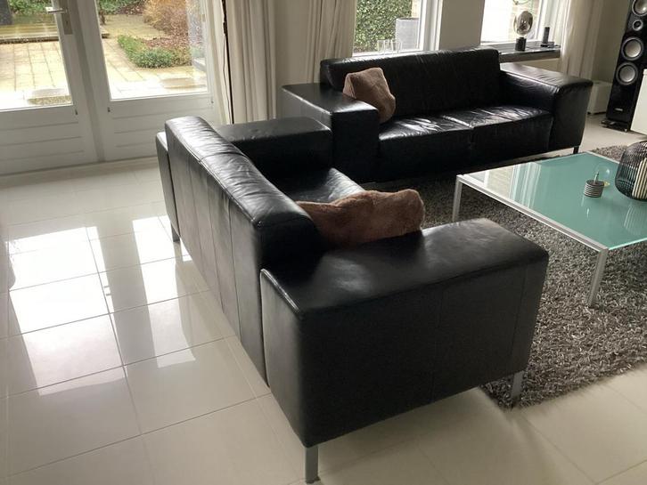 Montel banken, 2.5 zits + 3 zits. Gratis vloerkleed., Huis en Inrichting, Banken | Complete zithoeken, Gebruikt, Leer, Ophalen