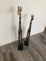 Houten Giraffe Beelden Set, Tuin en Terras, Tuinbeelden, Ophalen, Zo goed als nieuw, Hout, Dierenbeeld