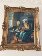 Schilderij P. Sanders: Moeder en Kind in Lijst, Antiek en Kunst, Ophalen of Verzenden
