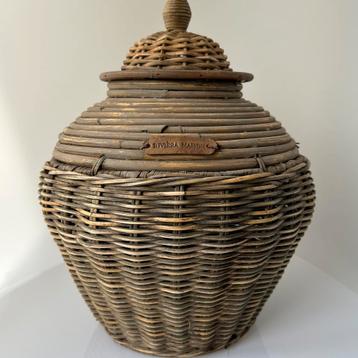 Superleuke rieten mand met deksel - Riviera Maison - 38 cm beschikbaar voor biedingen