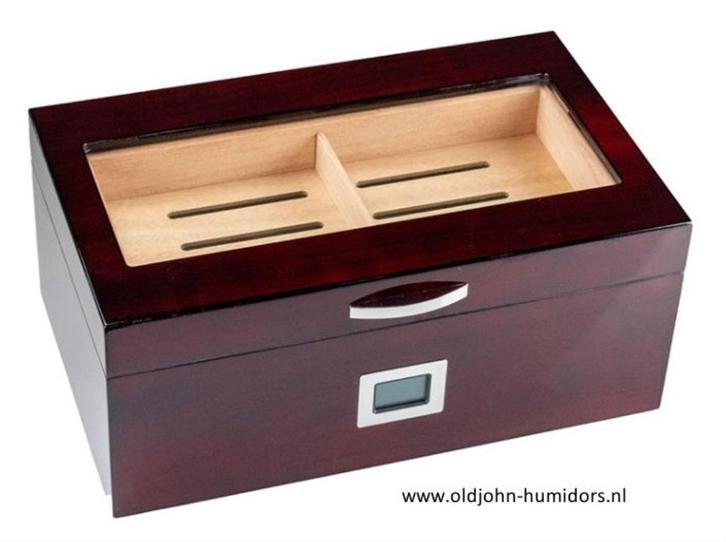 BOOKWILL HUMIDOR KERSENHOUT HOOGGLANS DIGITAL 75 SIGAREN h04, Verzamelen, Rookartikelen, Aanstekers en Luciferdoosjes, Nieuw, Tabaksdoos of Verpakking