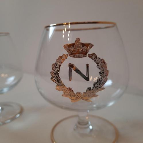 Napoleon cognacglas met lauwerkrans en kroontje 2 stuks, Antiek en Kunst, Antiek | Glas en Kristal, Ophalen of Verzenden