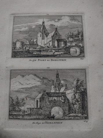 173/174 Ijsselstein Poort en Sluis Kopergravure 18e eeuw dl3 beschikbaar voor biedingen