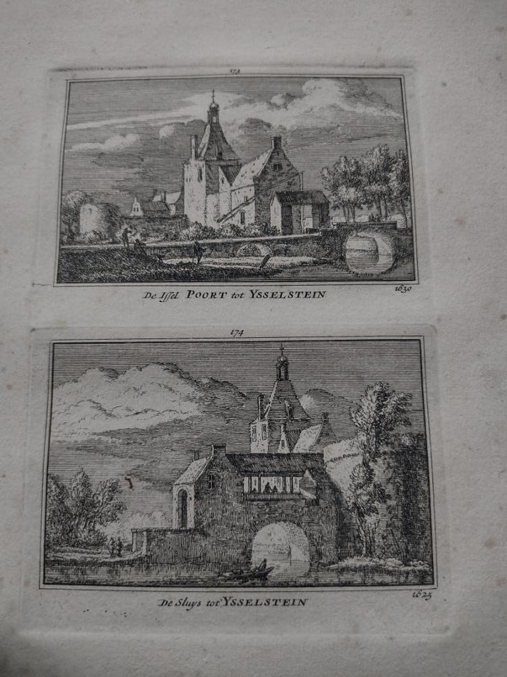 173/174 Ijsselstein Poort en Sluis Kopergravure 18e eeuw dl3, Antiek en Kunst, Kunst | Etsen en Gravures, Ophalen of Verzenden