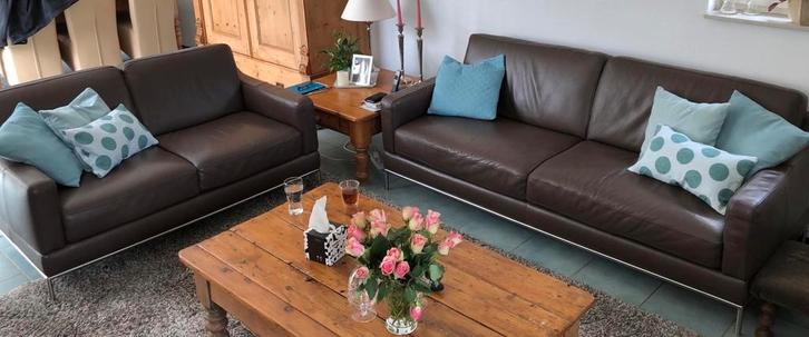 Natuti leren bank - Soepel & Zacht ( editions), Huis en Inrichting, Banken | Bankstellen, Gebruikt, Rechte bank, Driepersoons