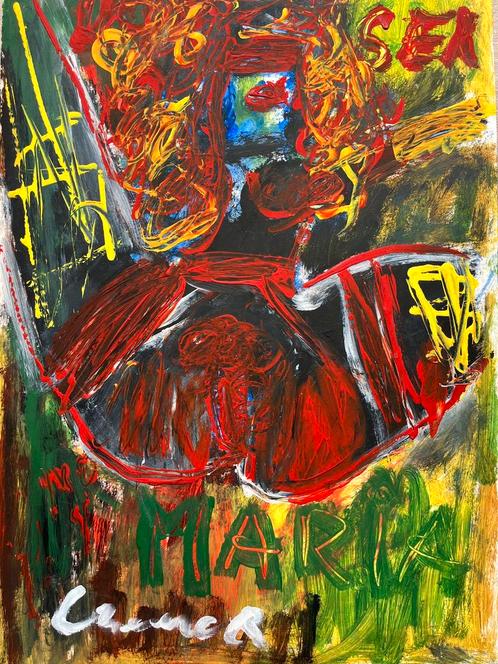 Jan Cremer - naakte dame - olieverf op karton, Antiek en Kunst, Kunst | Schilderijen | Abstract, Ophalen of Verzenden