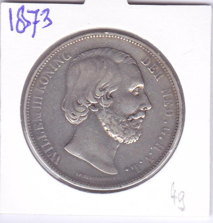Rijksdaalder 1873 Willem 3 voor 49 euro, Postzegels en Munten, Munten | Nederland, Losse munt, 2½ gulden, Koning Willem III, Zilver