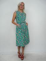 *Abfab Vintage Groene Katoenen Schortjurk met Bloemen 42*, Groen, Maat 42/44 (L), Knielengte, Ophalen of Verzenden