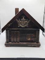 Antieke houten sieradendoos in de vorm van een blokhut, Ophalen of Verzenden