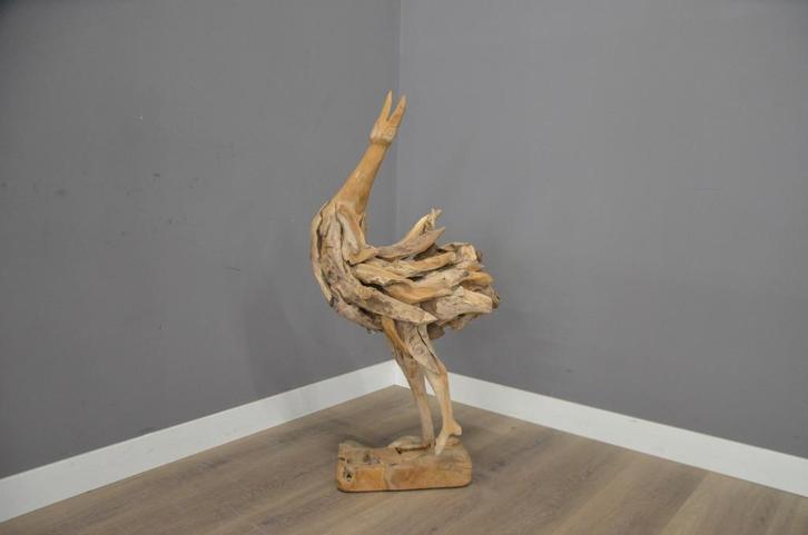 Handgemaakte teak vogel, Verzamelen, Beelden en Beeldjes, Nieuw, Dier, Ophalen