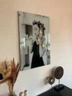 Glasschilderij 60x90cm vintage lady, Ophalen of Verzenden