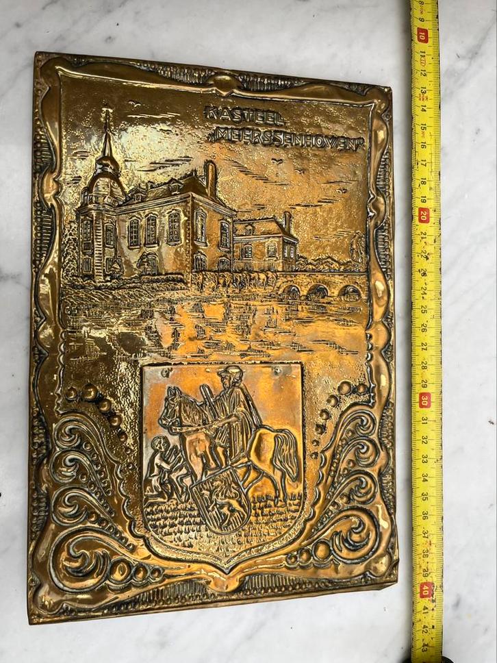 Een koperen afbeelding, latoen van kasteel Meerssenhoven., Antiek en Kunst, Antiek | Koper en Brons, Koper, Ophalen of Verzenden