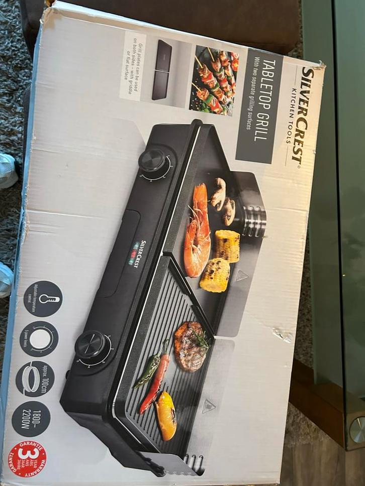 SilverCrest Tafelgrill - NIEUW, Witgoed en Apparatuur, Grillplaten, Zo goed als nieuw, Tafelgrill, Vaatwasmachinebestendig, Ophalen of Verzenden