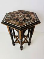 Syrische moorse oosterse bijzettafel, Ophalen of Verzenden, Rond, Hout, Minder dan 55 cm