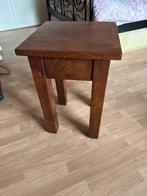 Massief Eiken Bijzettafel, Ophalen, Minder dan 55 cm, Vierkant, Zo goed als nieuw