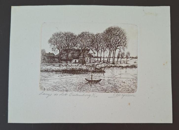 Ets Culemborg Langs de Lek - C. Borgstein, Antiek en Kunst, Kunst | Etsen en Gravures, Ophalen of Verzenden