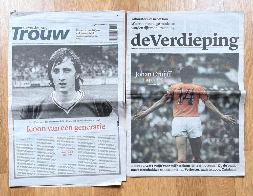 Trouw 25-3-2016 Overlijden JOHAN CRUIJFF, Verzamelen, Verzenden, Nieuw, Ajax, Boek of Tijdschrift