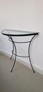 Glazen wandtafel met metalen frame, Huis en Inrichting, Tafelonderdelen, Ophalen, Gebruikt, Minder dan 50 cm, 50 tot 100 cm