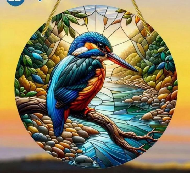 Raamhanger ijsvogel ( kleurrijk ), Tuin en Terras, Tuinwanddecoratie, Nieuw, Verzenden