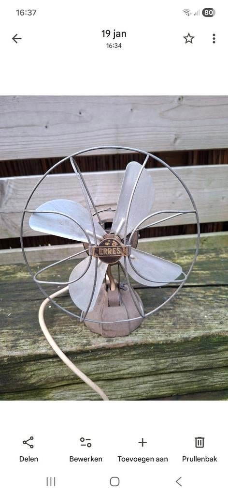 Vintage ERRES Tafelventilator, Ophalen of Verzenden, Gebruikt