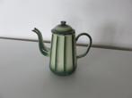 emaille theepot groen met cremé/wit brocante, Antiek en Kunst, Antiek | Emaille, Ophalen of Verzenden