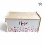 Houten speelgoedkist met naam Wildflowers | Full coulor, Nieuw, Minder dan 50 cm, Ophalen of Verzenden, 75 tot 100 cm