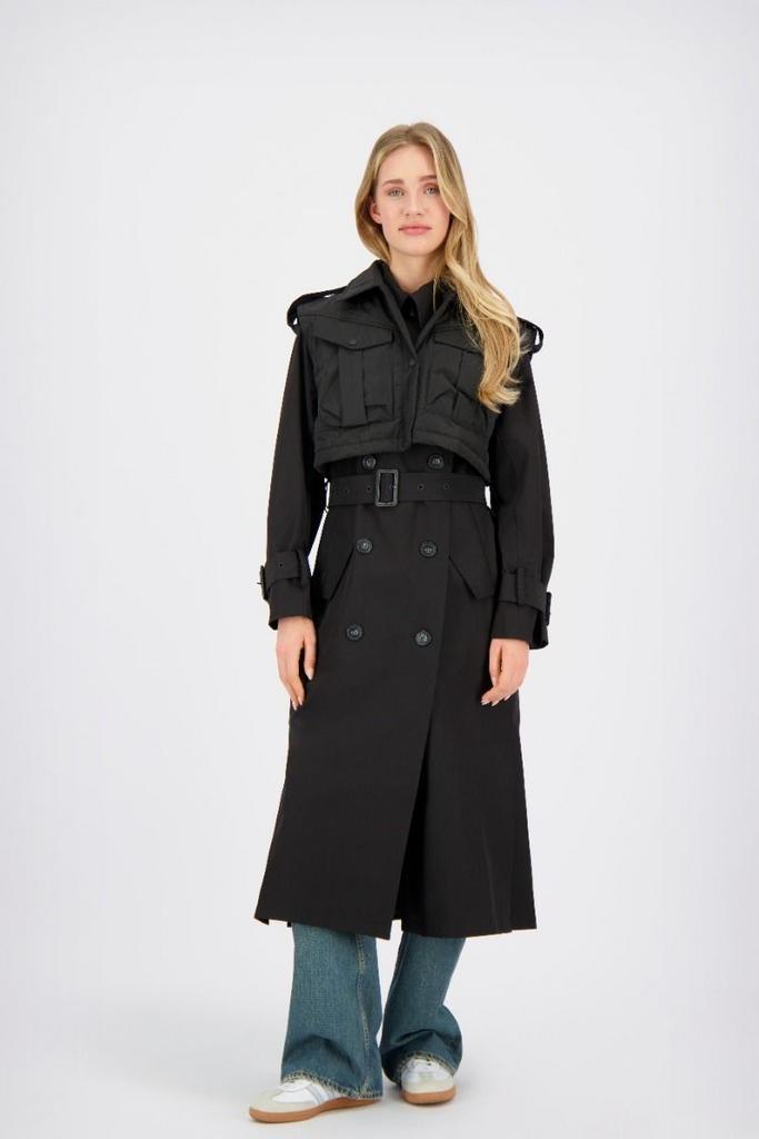 Zwarte airforce trenchcoat met bijpassende bodywarmer, Kleding | Dames, Jassen | Zomer, Nieuw, Maat 38/40 (M), Zwart, Ophalen of Verzenden