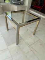 Glazen bijzettafel met chroom en goud, Huis en Inrichting, Tafels | Bijzettafels, Ophalen, Minder dan 45 cm, Minder dan 55 cm