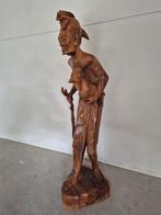Groot balinees beeld man met haan bali hout 105 cm, Ophalen of Verzenden