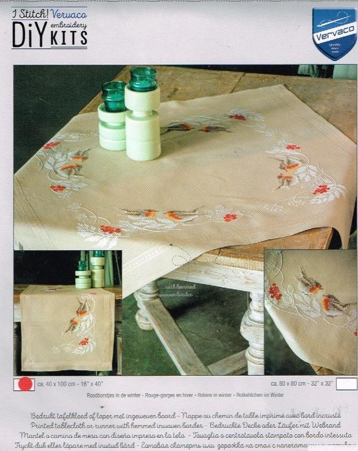 Cado vervaco borduurpakket loper, roodborstjes in de winter, Hobby en Vrije tijd, Borduren en Borduurmachines, Nieuw, Borduurpakket