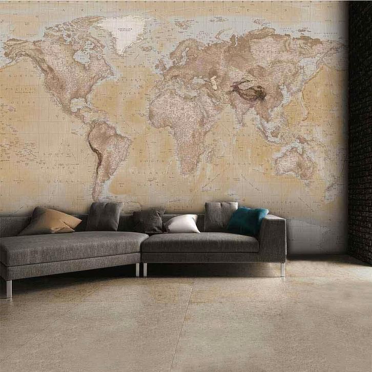 XXL wereldkaartbehang, Huis en Inrichting, Stoffering | Behang, minder dan 10 m², Ophalen of Verzenden