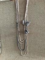 Kralen ketting grijs bloemen, Ophalen of Verzenden, Zo goed als nieuw, Grijs, Kunststof