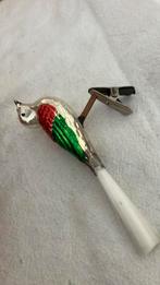 Vintage antieke kerstbal, vogeltje rood groen, Diversen, Kerst, Ophalen of Verzenden, Zo goed als nieuw