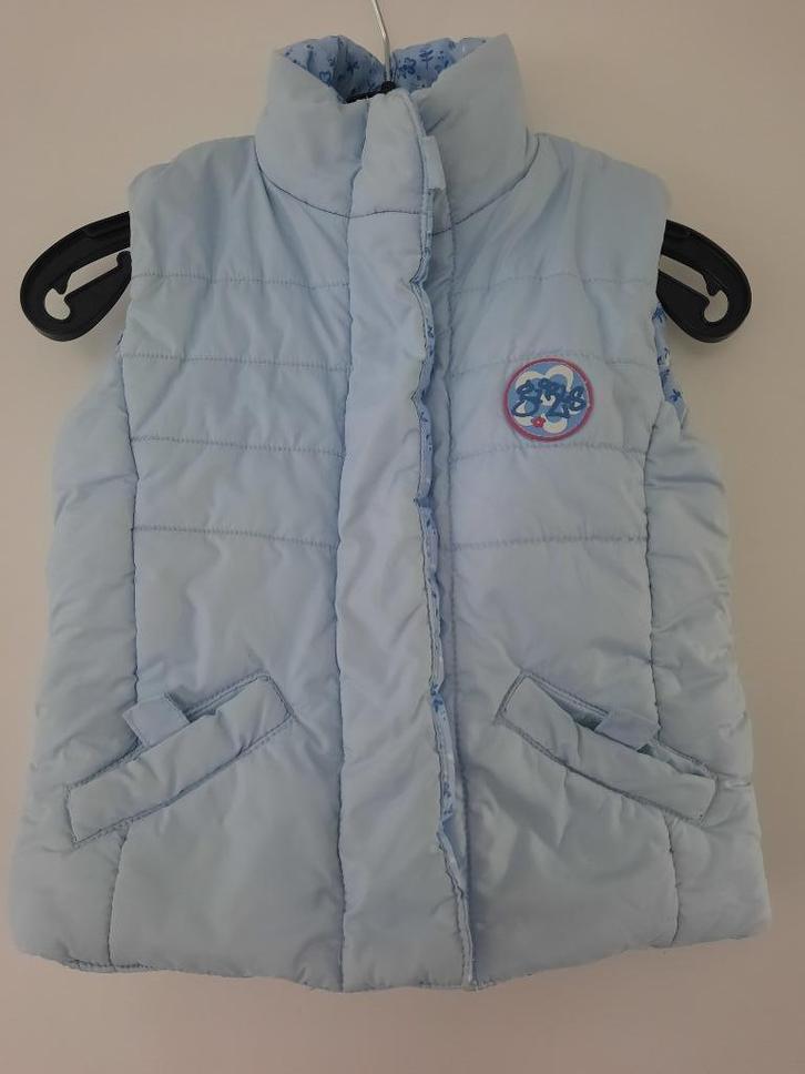 Leuke bodywarmer lichtblauw 2 kanten 104, Kinderen en Baby's, Kinderkleding | Maat 104, Gebruikt, Meisje, Jas, Ophalen of Verzenden