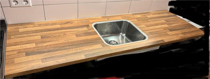 Keukenblad met spoelbak - 180,5x60cm - met deukje, Huis en Inrichting, Keuken | Keukenelementen, Gebruikt, Minder dan 100 cm, 150 tot 200 cm