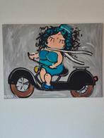 Schilderij dikke dame op fiets, Antiek en Kunst, Ophalen