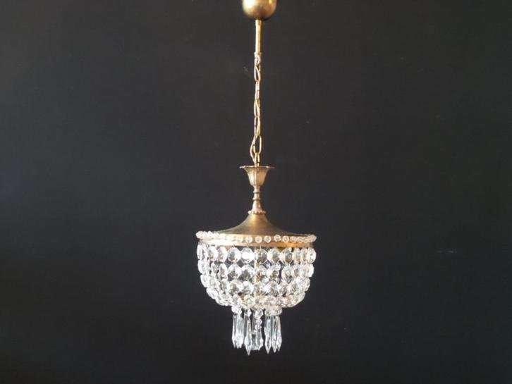 Hanglamp, klein zakje met hangende ijspegels onderaan., Huis en Inrichting, Lampen | Kroonluchters, Gebruikt, Ophalen